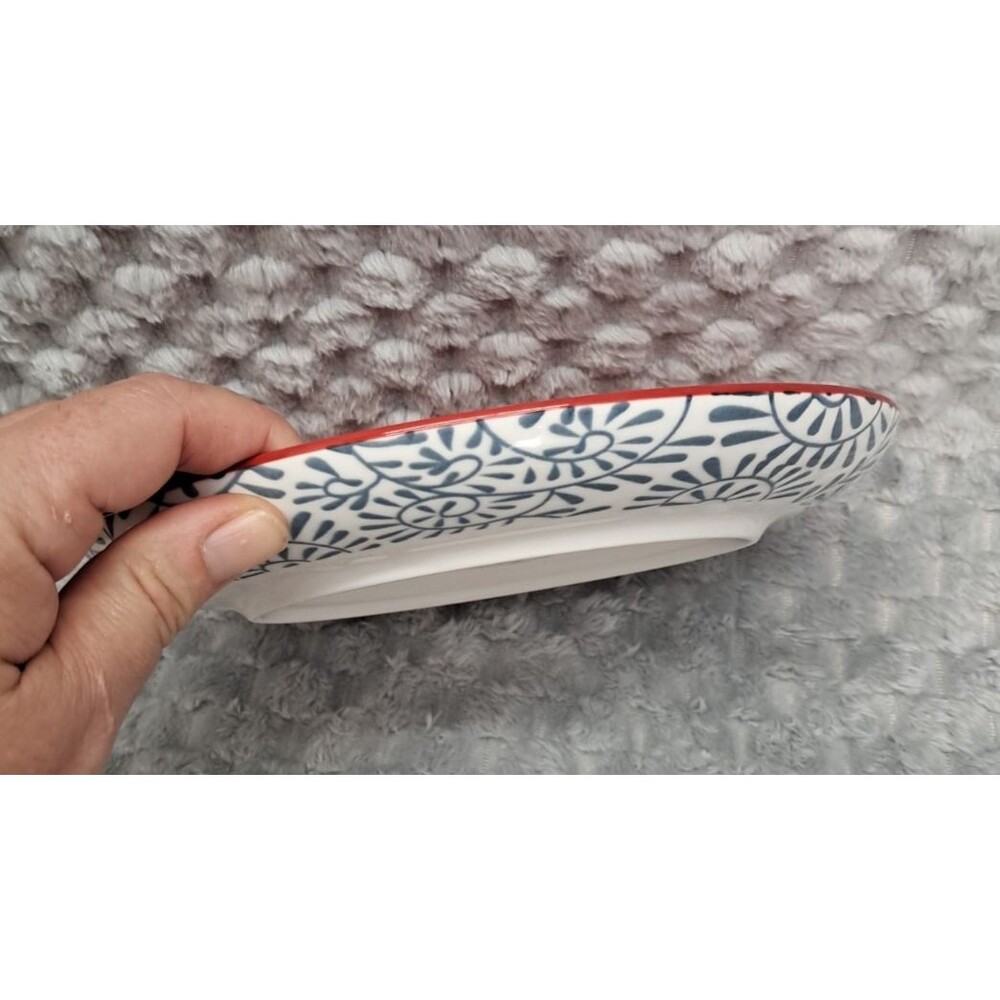 Set 4 Selamica Porcelain Salad Plates 8" Colorful Geometric Ceramic Dinnerware - Picture 6 of 15